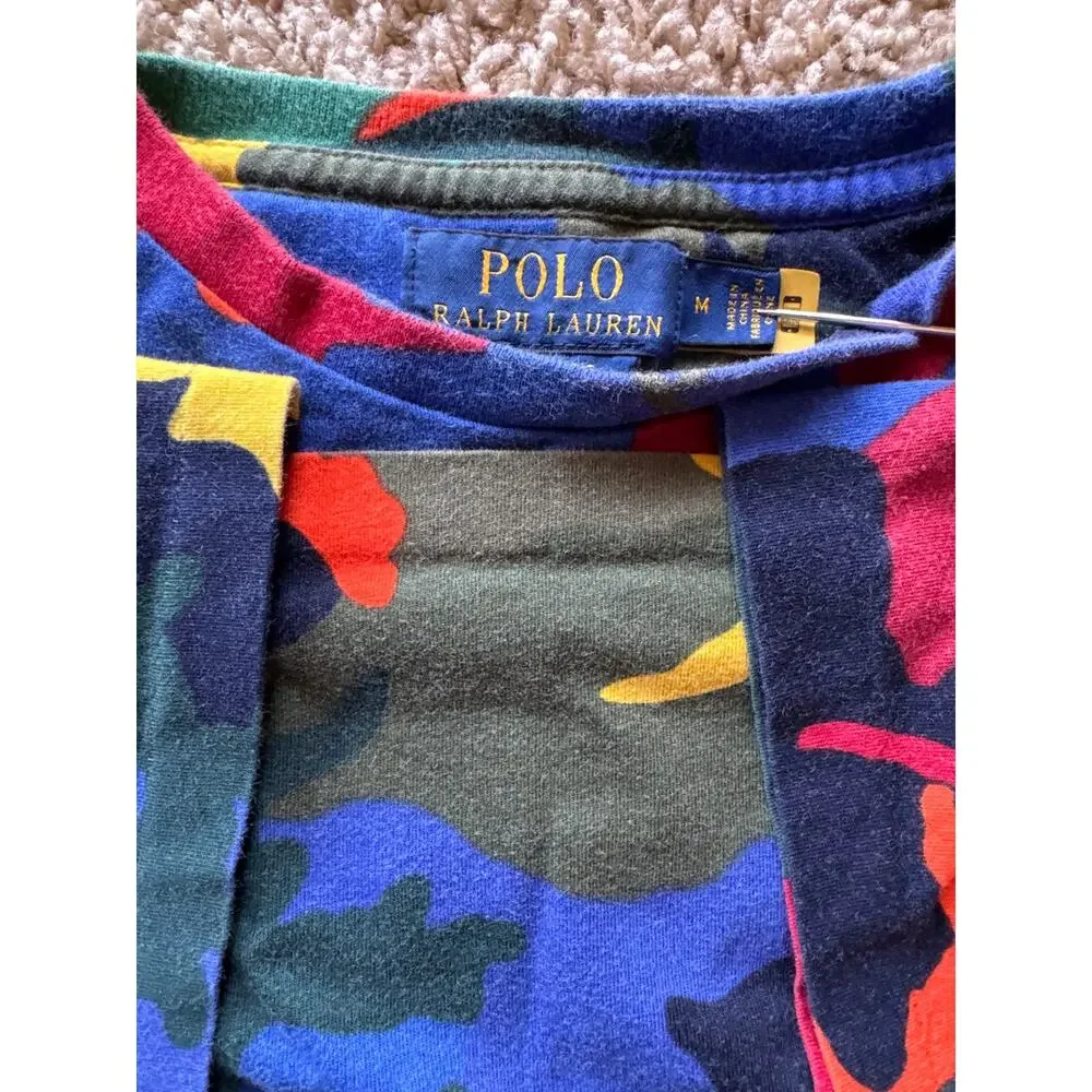 Polo Ralph Lauren Classic Fit Single Stitch Primary Pony Camo Embroidered Logo M